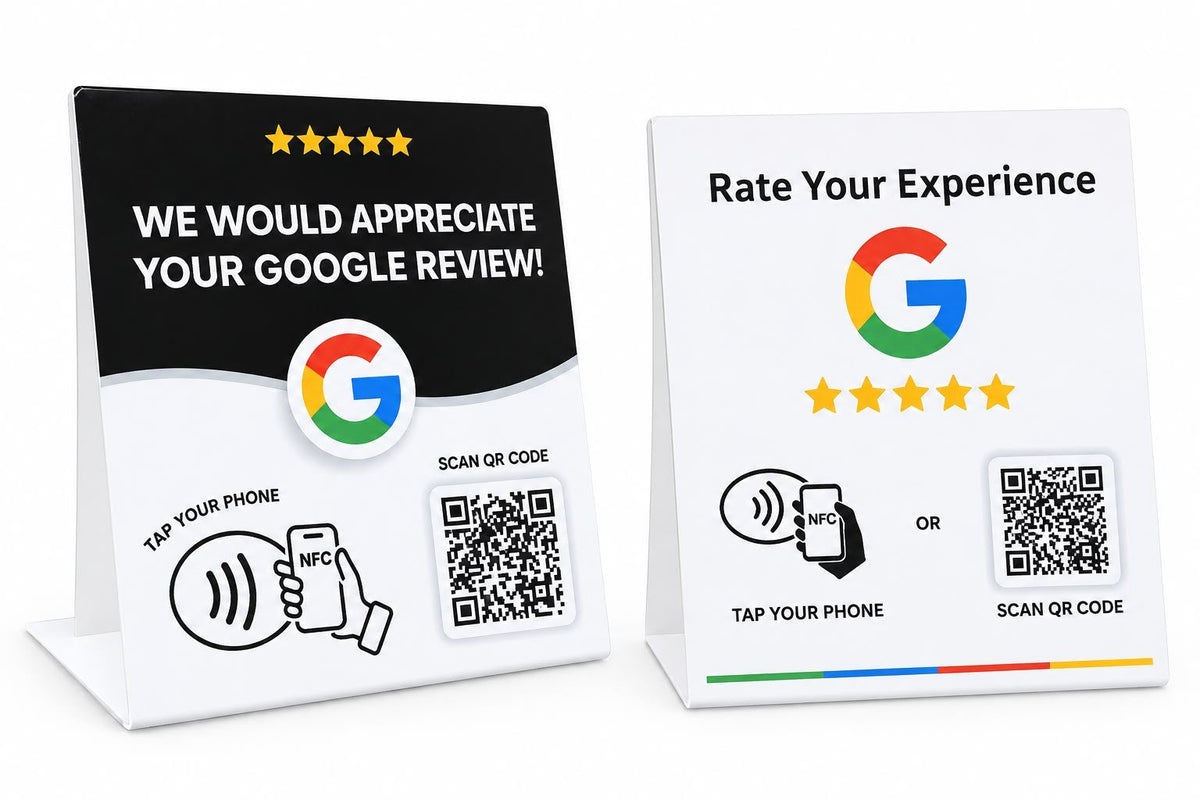 ACRILICO CON NFC + QR PARA RESEÑAS EN GOOGLE MAPS Y REDES SOCIALES - Full Mobile