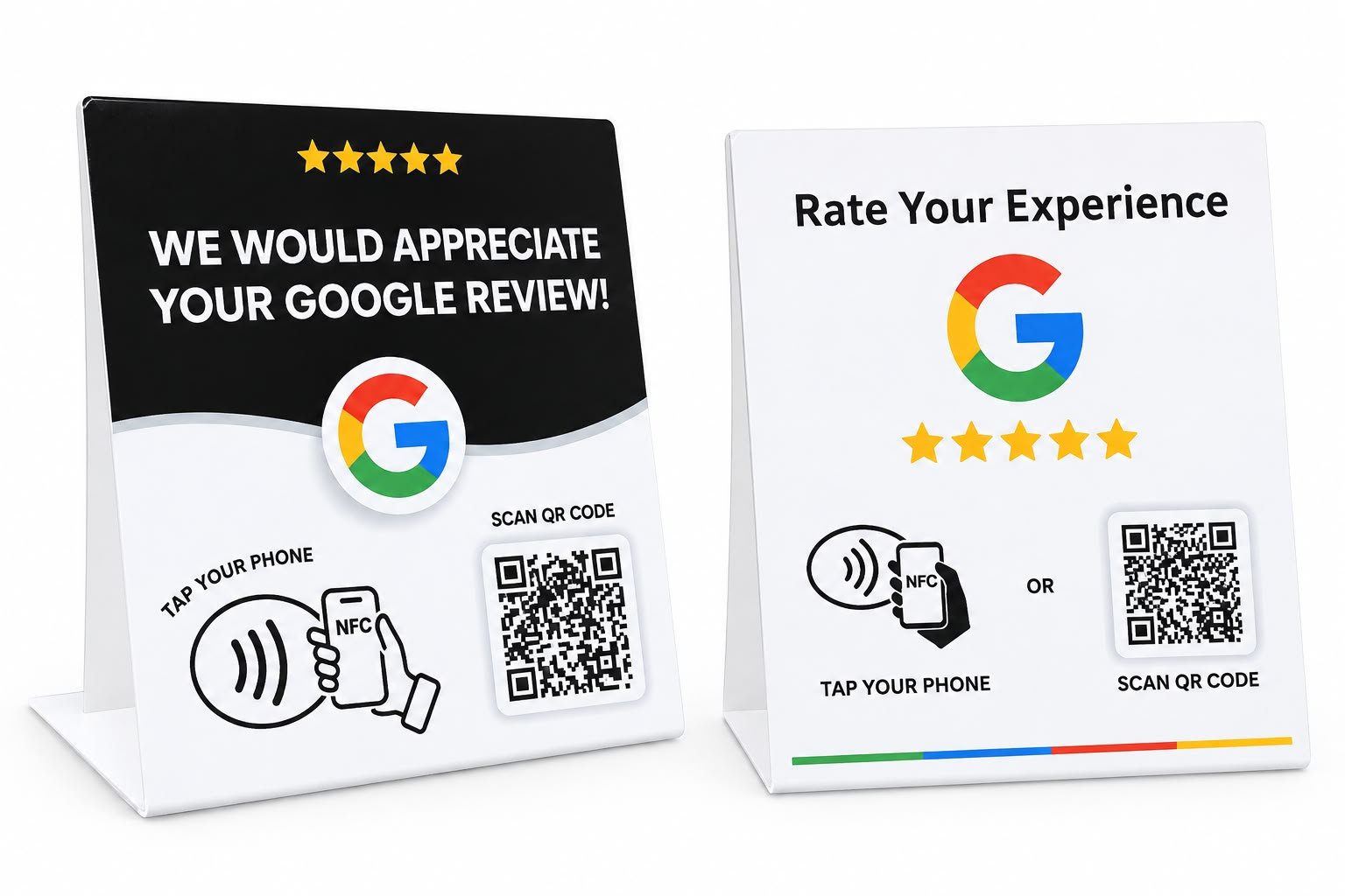 ACRILICO CON NFC + QR PARA RESEÑAS EN GOOGLE MAPS Y REDES SOCIALES - Full Mobile